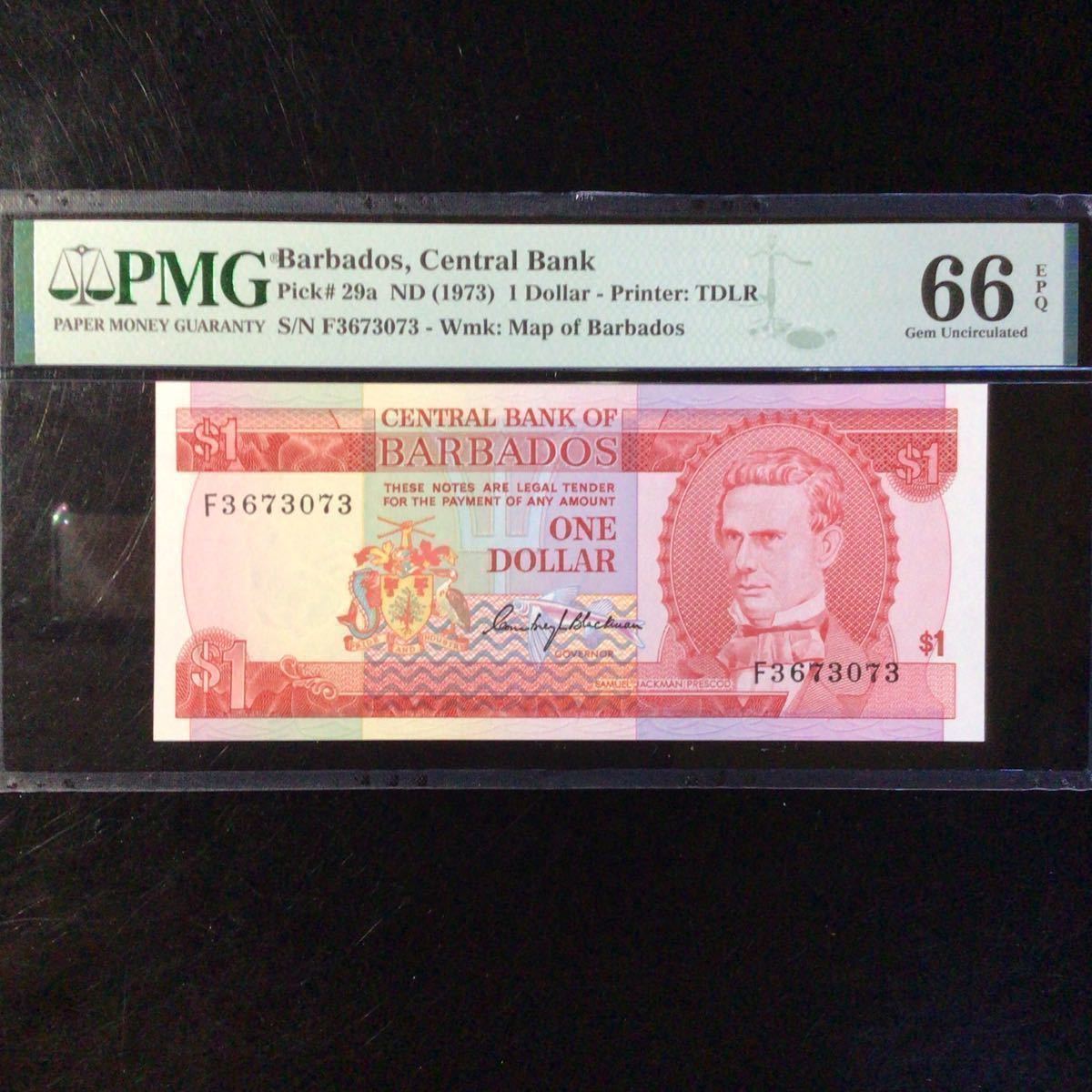 良質 BARBADOS《Central Grading Banknote World Bank》1 EPQ』 66