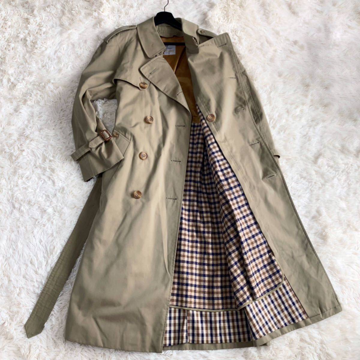 即決 Aquascutum メンズL トレンチコート ガウン アクアスキュータム