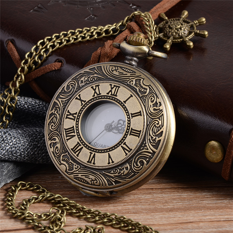 【 送料当社負担 】懐中時計 ポケットウォッチ 時計 チェーンネックレス アンティーク調 ヴィンテージ ローマ数字 P333の画像1