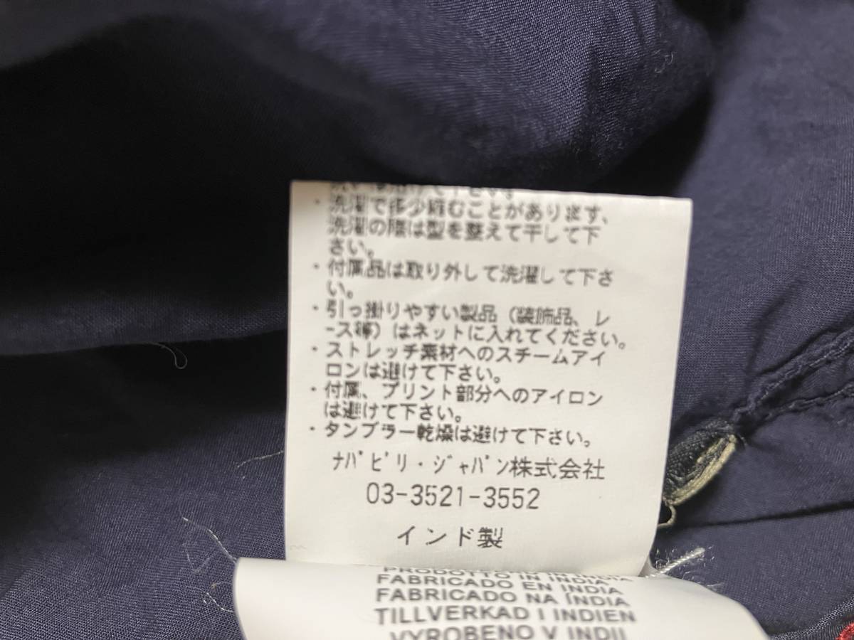 Napapijri ナパピリ 長袖シャツ バックプリント/ステッチ 濃紺/赤ステッチ M~L程度 中古品_画像10