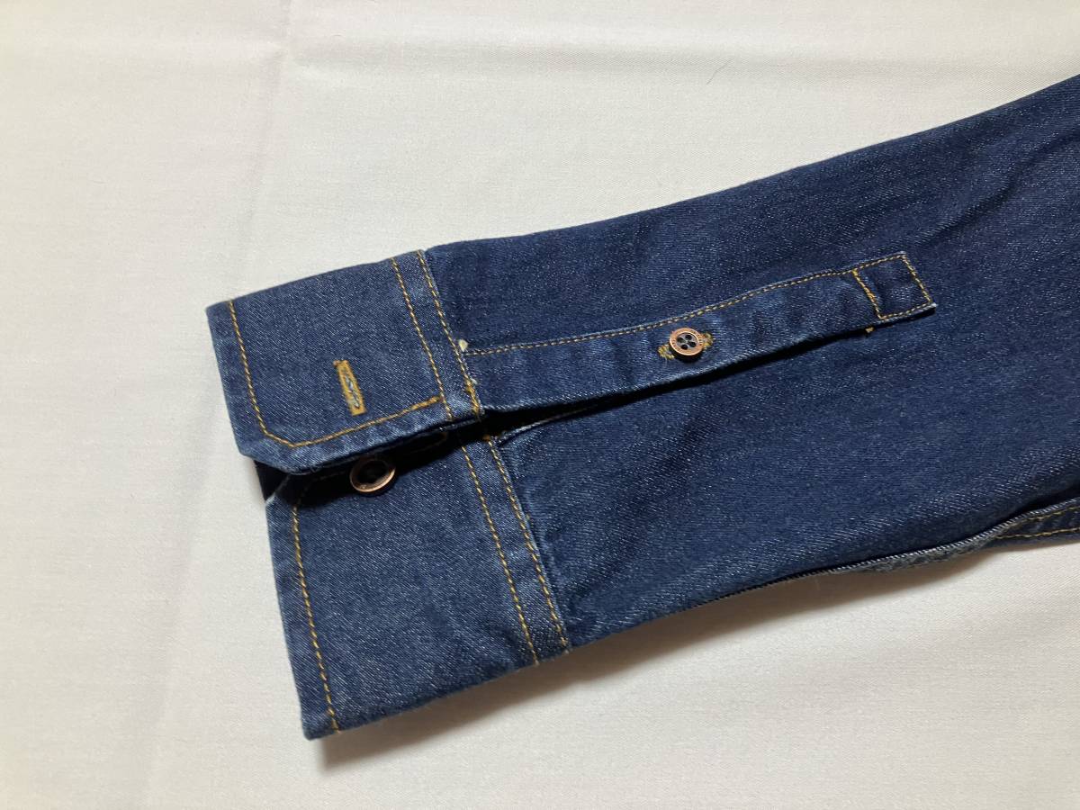 DR.DENIM JEANS MAKERS ドクターデニム デニム素材の長袖シャツ 濃いインディゴブルー系 SMALL 中古品_画像6