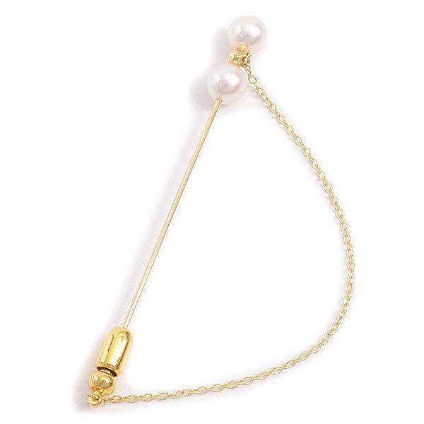 全ての ブローチ ミキモト レディース 中古 K18YG×GP MIKIMOTO ゴールドカラー 6.5mm~6.6mm珠 2Pパール 真珠