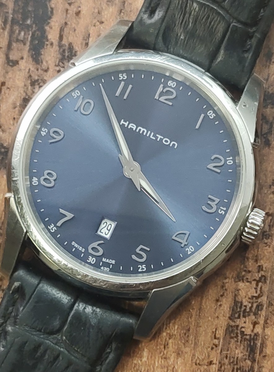 1000円スタート！HAMILTON ハミルトン ジャズマスター シンライン H385111 クオーツ メンズ 腕時計 稼働品_画像1