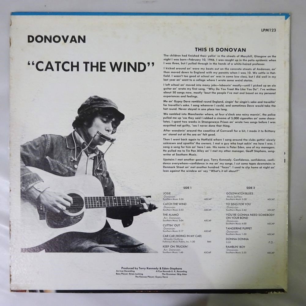 10013538;【US初期プレス/MONO/プロモジャケ】Donovan / Catch The Wind_画像2