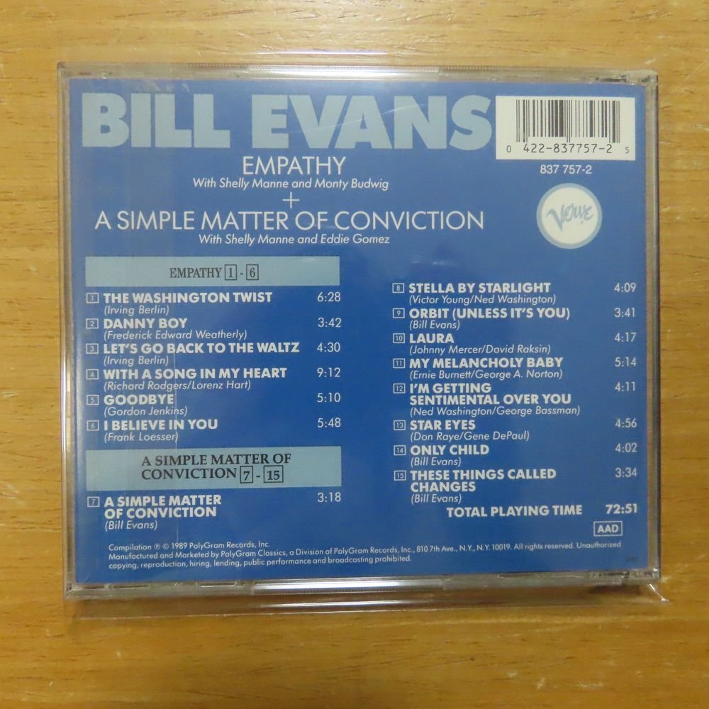 41074216;【CD】ビル・エヴァンス / Empathy+A Simple Matter of Conviction　837757-2_画像2
