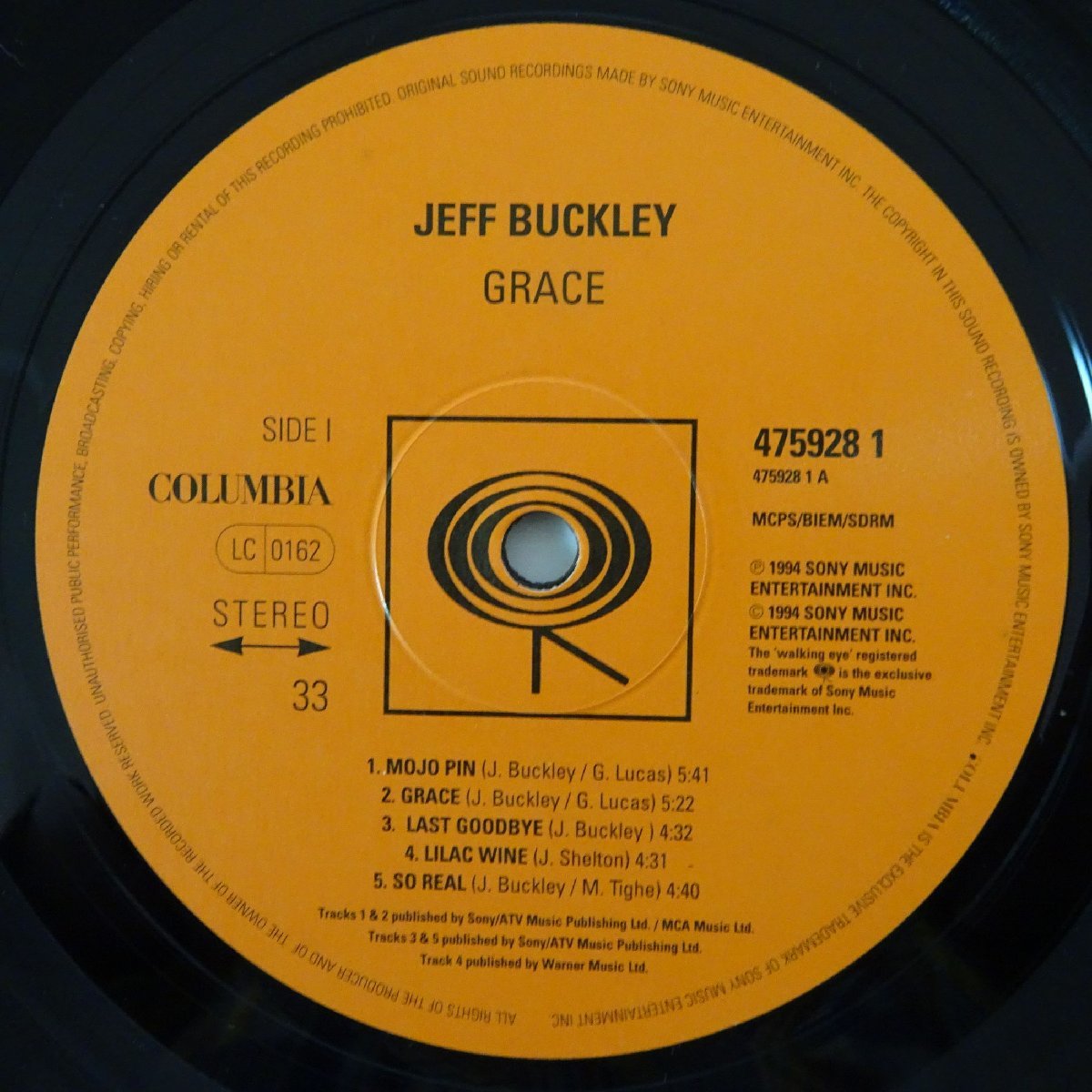 14024549;【ほぼ美盤/Europe盤/高音質180g重量盤/限定プレス】Jeff Buckley ジェフ・バックリィ / Grace グレース_画像4