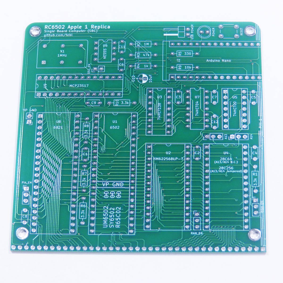 RC6502 Apple 1 SBC 基板 Revison H レプリカ Replica PCB 6502 CPU ROM 28C64 28C256 Arduino Nano v3.0 PIA 6821マイコン ボード dr42v_画像1