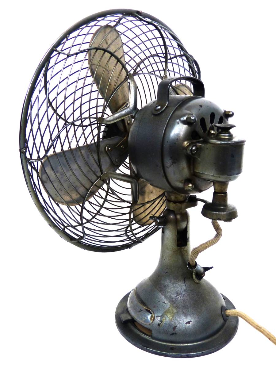  Shibaura factory C-7032 English inscription iron made 4 sheets wings alternating current electric electric fan antique that time thing Vintage retro consumer electronics * operation goods 