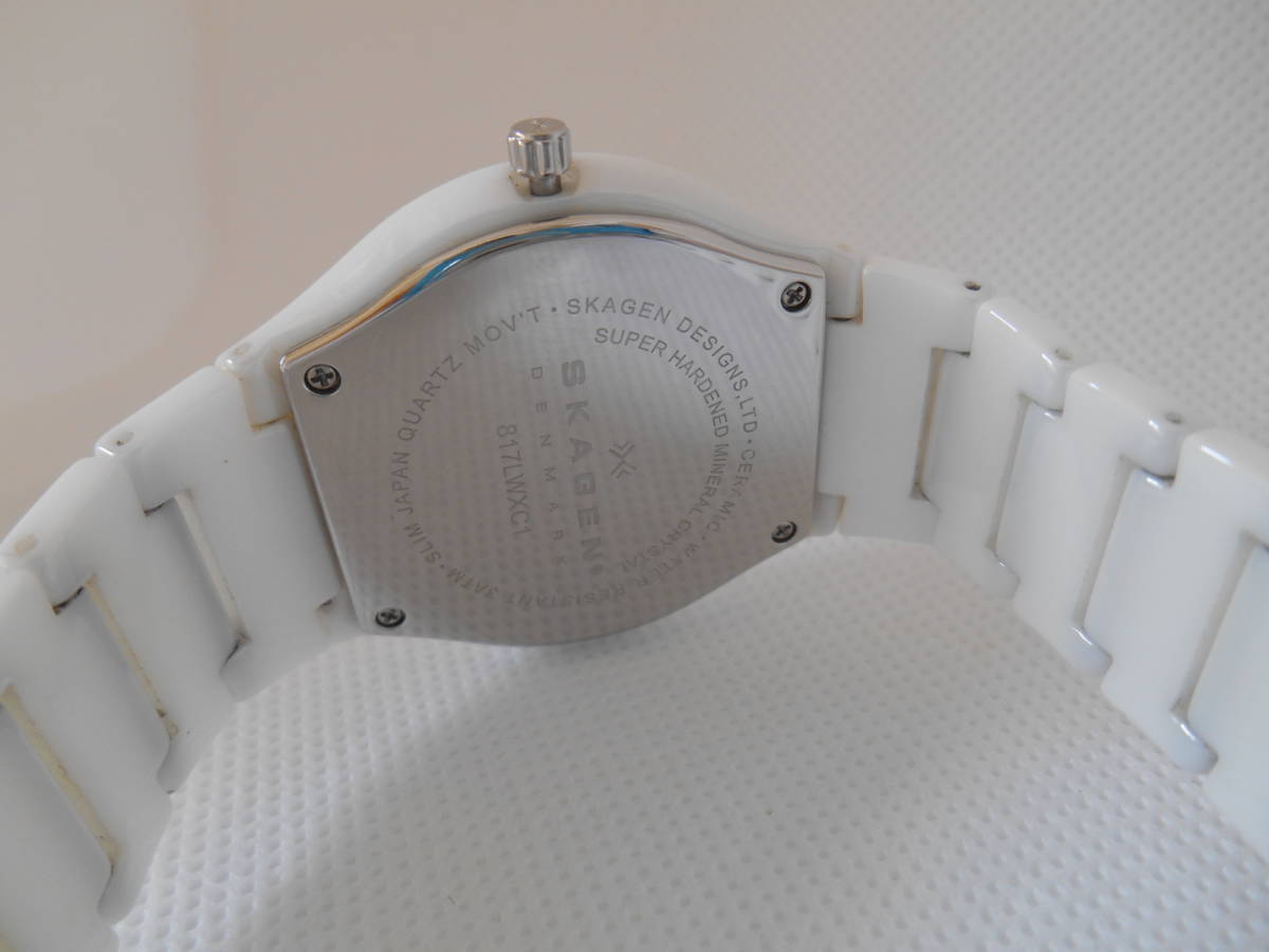 【美品】 スカーゲン セラミック ホワイト 腕時計 817LWXC 電池交換済み ☆外観良好、綺麗！！☆ 箱、取説付【中古品】_画像2