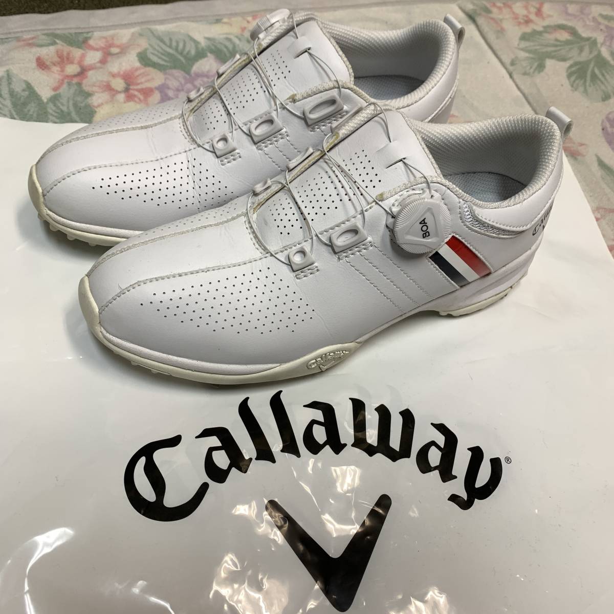 ★美品/サイズ25.5ｃｍ/US7.5★Callaway/キャロウェイ★Boaシステム搭載/軽量.防水レザー/ソフトスパイクGOLFシューズ★ホワイト_画像1