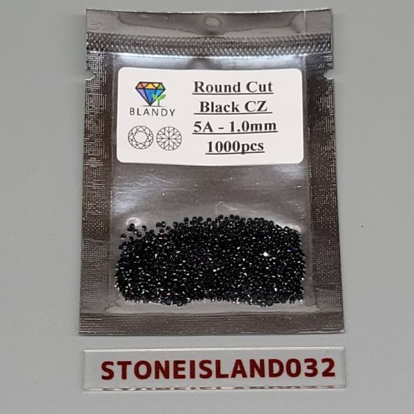 ブラック CZ 1.0mm×1000pcs 宝石 鉱石 輝き 高品質 宝石シリーズ ラウンド形状 黒 キュービックジルコニア C680_画像1