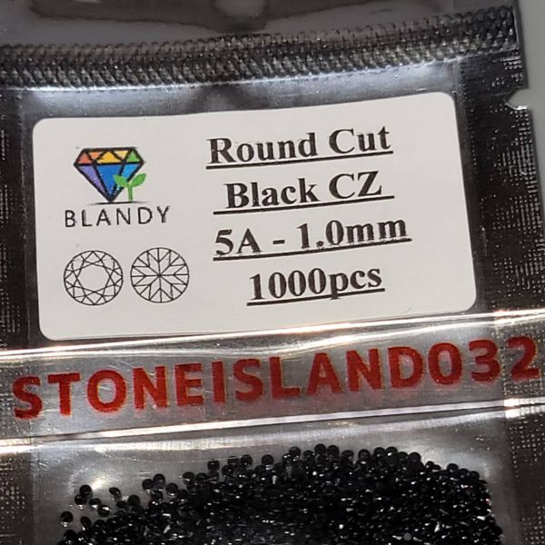 ブラック CZ 1.0mm×1000pcs 宝石 鉱石 輝き 高品質 宝石シリーズ ラウンド形状 黒 キュービックジルコニア C680_画像3