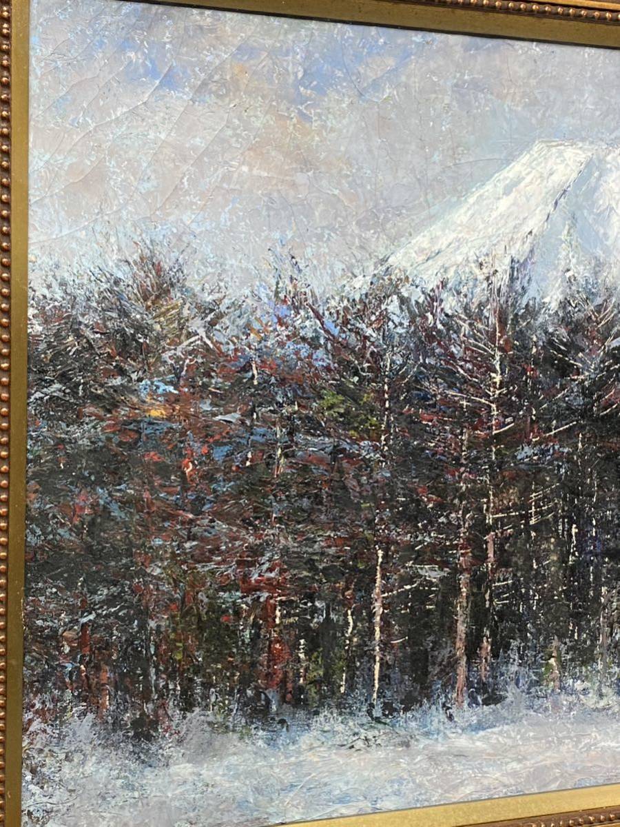  genuine work oil painting . oil painting middle tail un- two Hara [ Fuji ] F8 number landscape painting new day beautiful . length salon do* Paris member total . large .. winning person snowy mountains Mt Fuji 