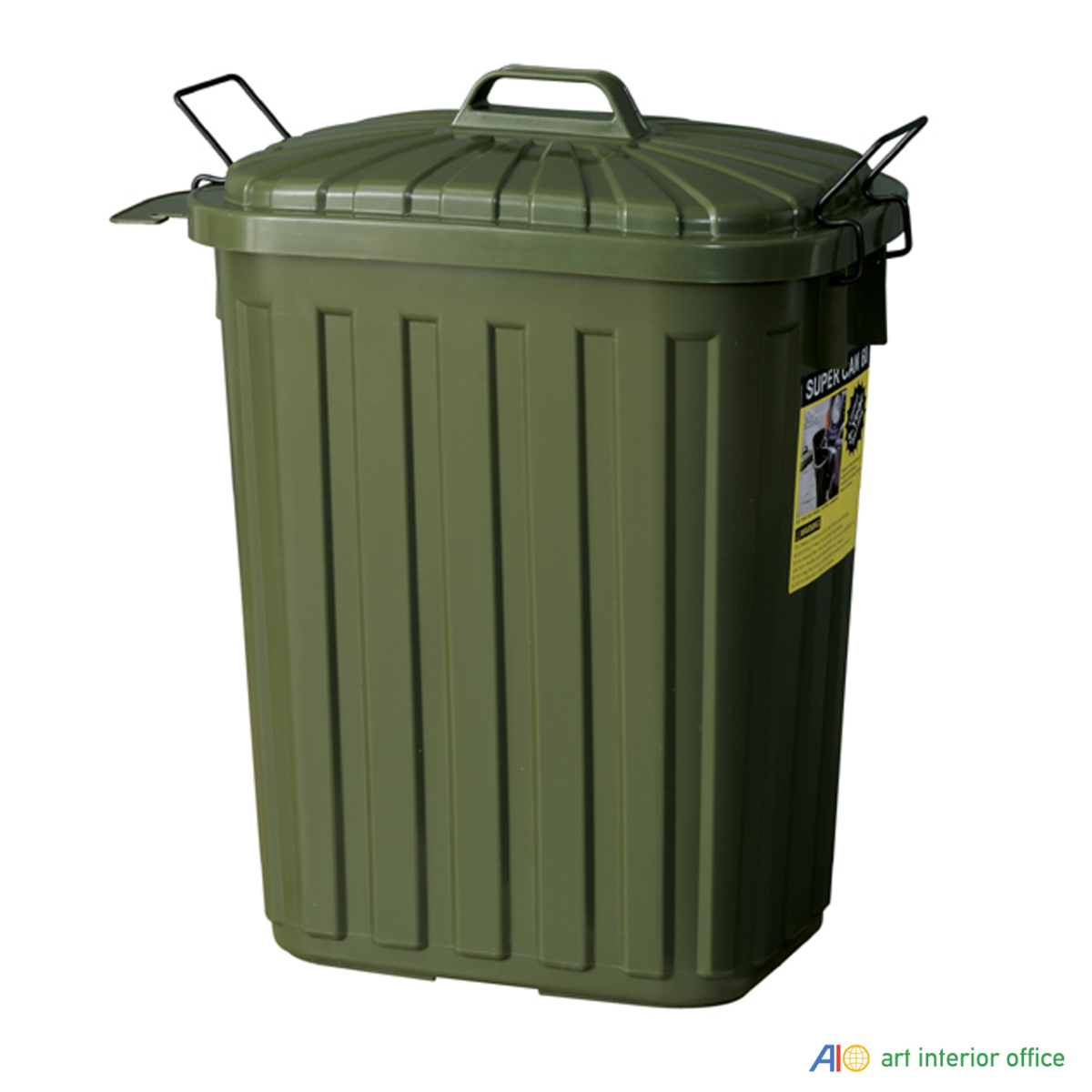  pail can 60L super can dumpster waste basket large made in Japan cover attaching stylish Army green AZLFS937GR