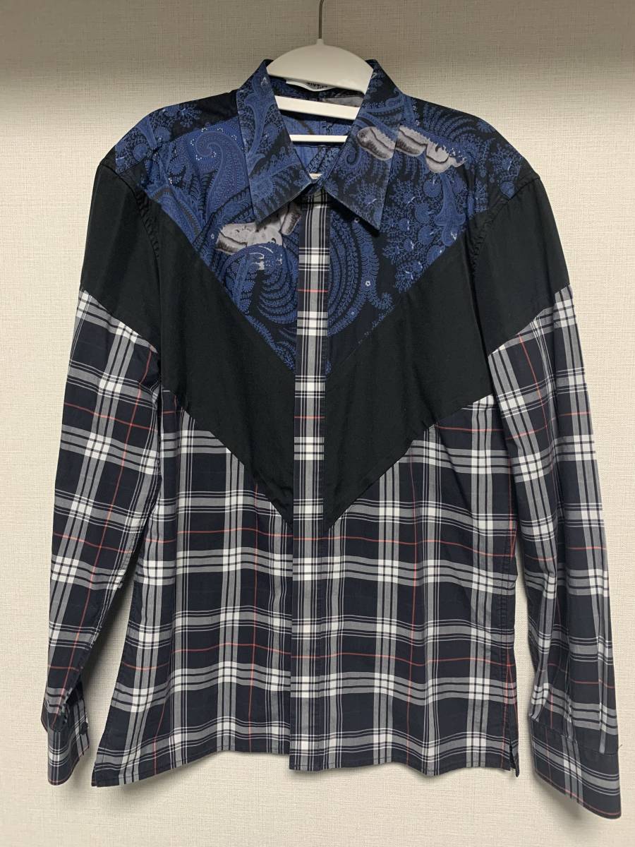 GIVENCHY シャツ ブルー×チェック メンズ 39 Mサイズ