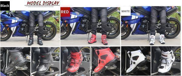 新品SALE！レーシングブーツ メンズ バイク用靴 ツーリング ライディングシューズ オートバイマジックテープ式　ブラック 43サイズ/265mm_画像10