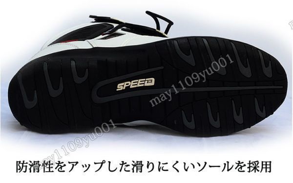 新品SALE！レーシングブーツ メンズ バイク用靴 ツーリング ライディングシューズ オートバイマジックテープ式　ブラック 43サイズ/265mm_画像9