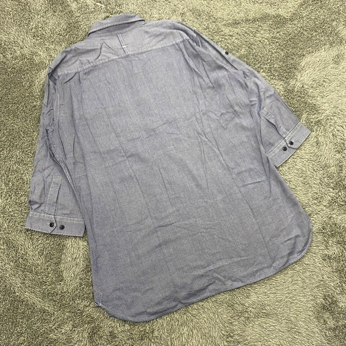 CHAPS チャップス 長袖シャツ シャンブレーシャツ サイズLL ブルー 青 メンズ トップス 最落なし （M8）_画像2