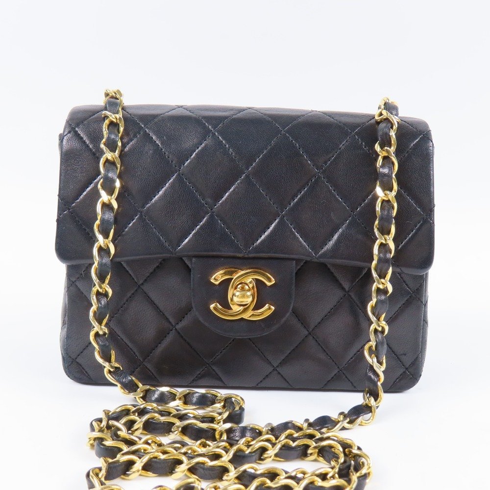 67263★1円スタート★CHANEL シャネル 極美品 ミニマトラッセ ターンロック チェーンショルダーバッグ ヴィンテージ ラムスキン ブラック_画像1