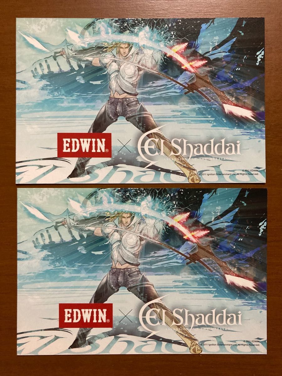 エルシャダイEl Shaddai非売品ポストカード型EDWINコラボジーンズ告知物2枚セットTシャツ秋葉原限定エドウィン竹安佐和記