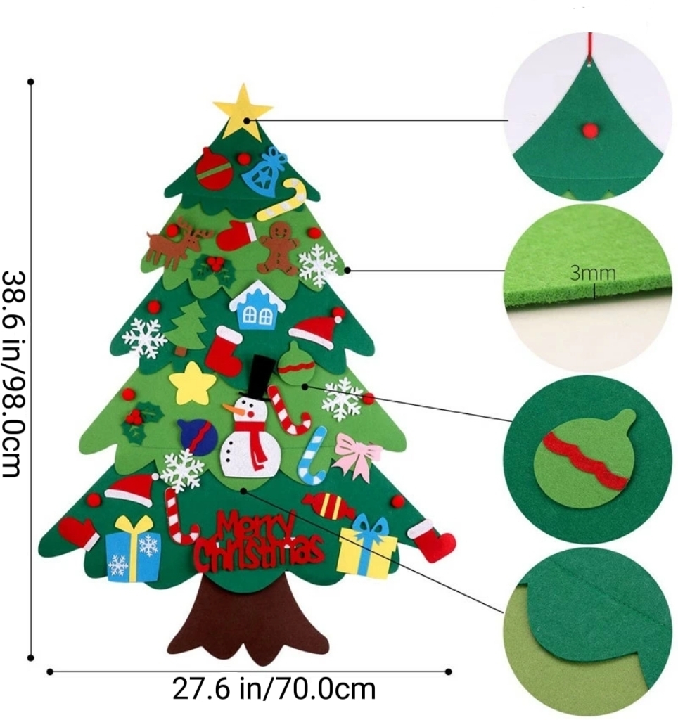 クリスマスツリー 不織布32点パーツ付き取り外し可能 クリスマス飾り DIY 3Dフェルトデコレーション 壁掛け 子供 プレゼント_画像10