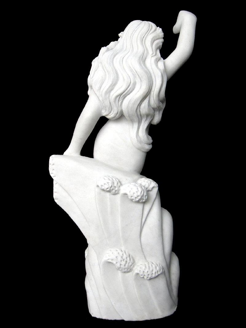 天然大理石彫刻 石像 水の精 高さ約60cm 店舗展示品 置物 オブジェ 女性像 妖精 ヴィーナス像_画像6