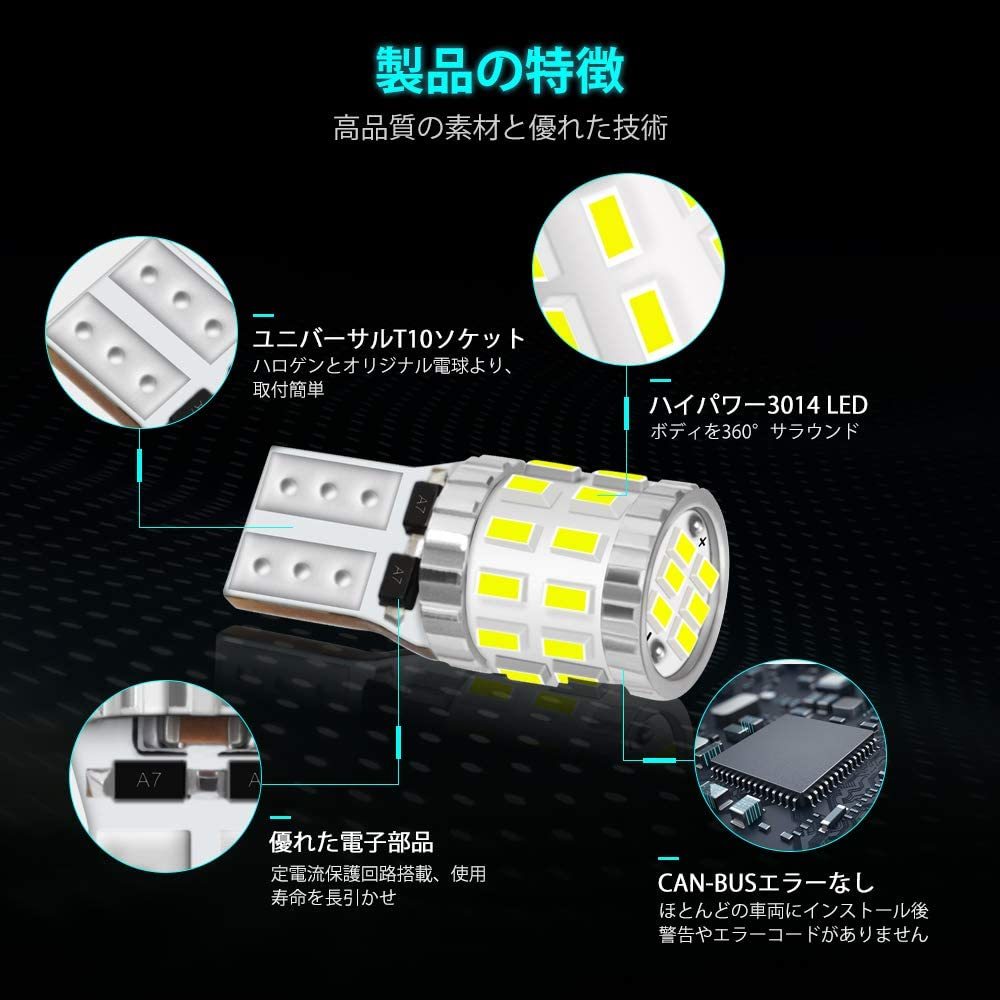 『送料無料』T10 ポジションライト LED 24v t10 led 高輝度 キャンセラー内蔵 ポジション　爆光 ランプ　10個 ホワイト　白　NO　バルブ