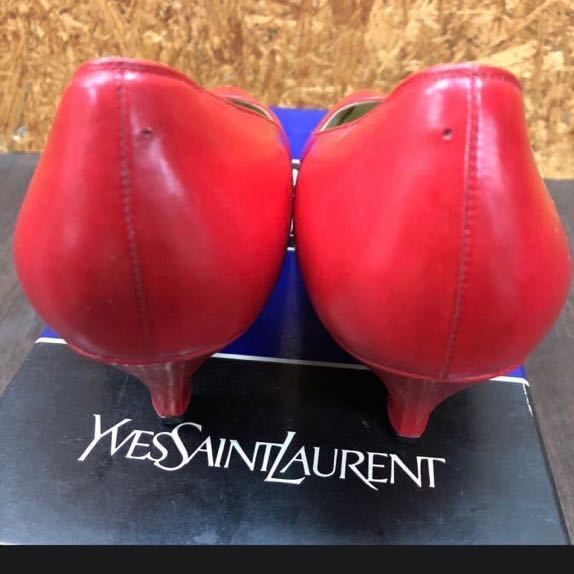 YK-4842 #80 中古品 サンローランパリ パンプス レディース レッド 約25cm YSL イブサンローラン Yves Saint Laurent 赤いハイヒール_画像5