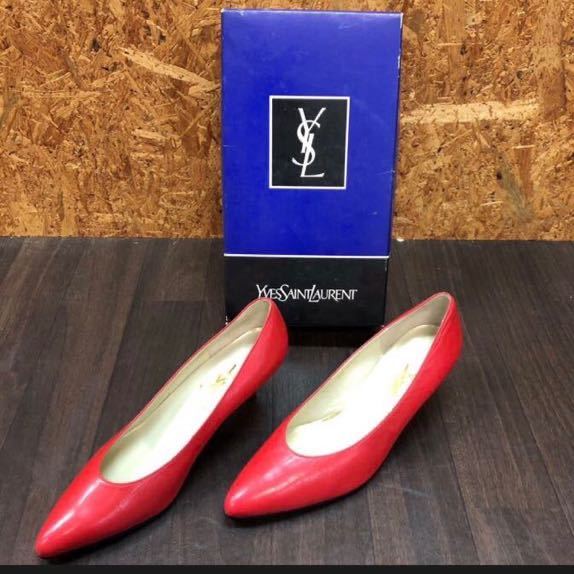 YK-4842 #80 中古品 サンローランパリ パンプス レディース レッド 約25cm YSL イブサンローラン Yves Saint Laurent 赤いハイヒール_画像1