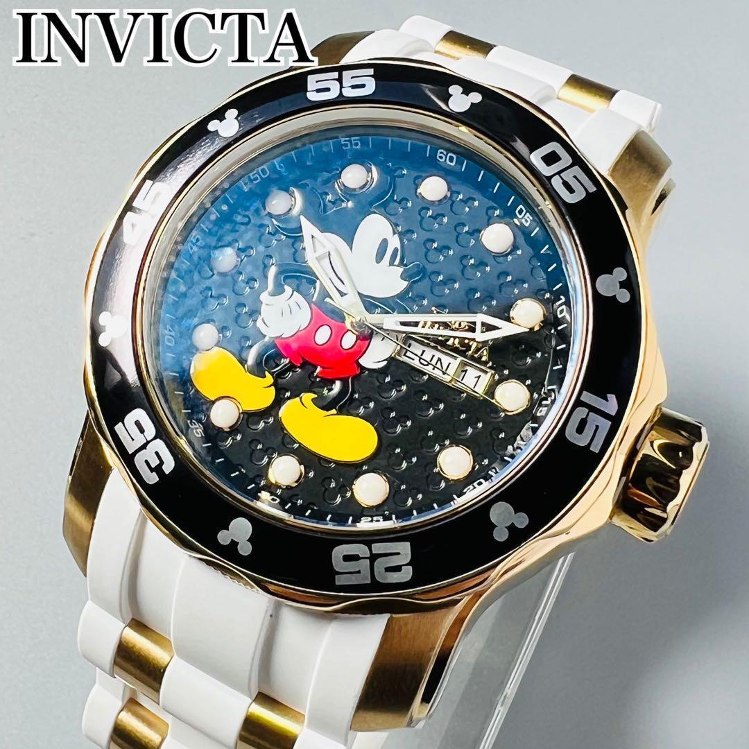 INVICTA インビクタ プロダイバー 腕時計 新品ディズニー コラボ ミッキー メンズ ホワイト世界限定ブラック クロノグラフ クォーツ 電池式_画像1