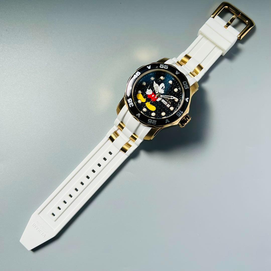 INVICTA インビクタ プロダイバー 腕時計 新品ディズニー コラボ ミッキー メンズ ホワイト世界限定ブラック クロノグラフ クォーツ 電池式_画像9