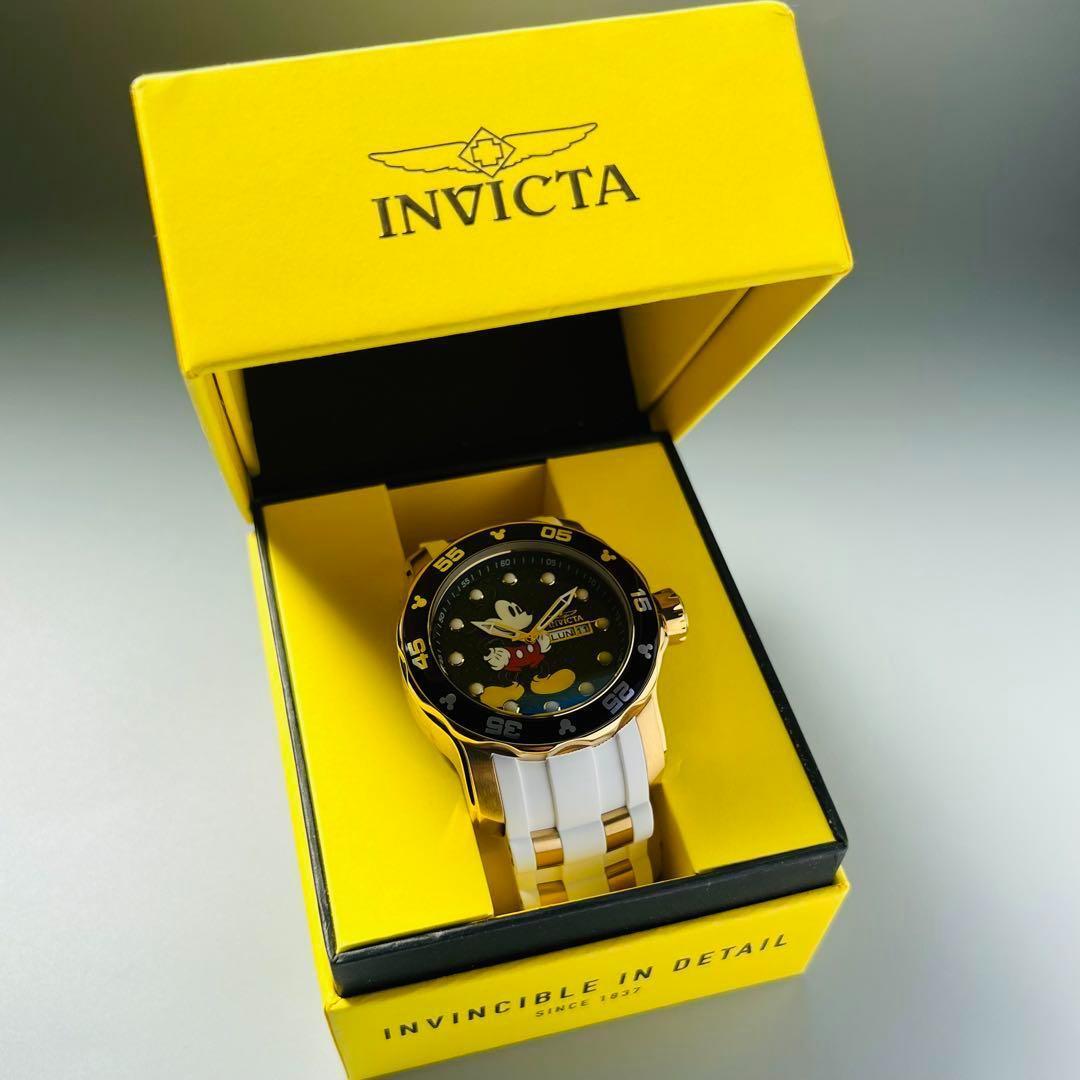 INVICTA インビクタ プロダイバー 腕時計 新品ディズニー コラボ ミッキー メンズ ホワイト世界限定ブラック クロノグラフ クォーツ 電池式_画像10