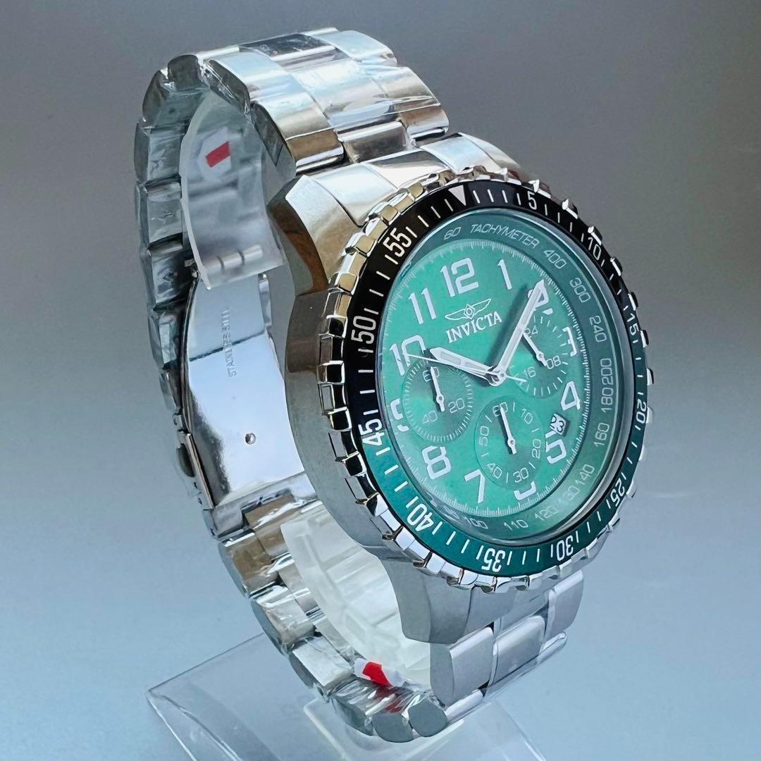 INVICTA インビクタ 腕時計 メンズ スペシャリティ グリーン シルバー 新品 クォーツ クロノグラフ 45.5mm 電池式 ブランド 銀 黒 緑