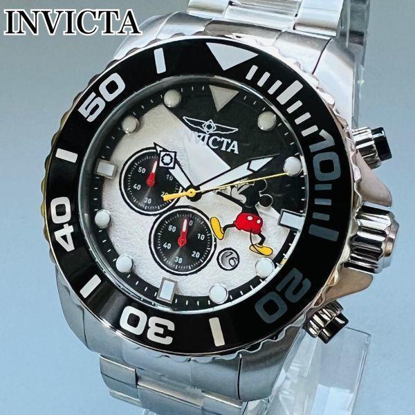 INVICTA インビクタ 腕時計 新品 未使用 ディズニー コラボ ミッキー メンズ シルバー 世界限定 ブラック クロノグラフ クォーツ 電池式