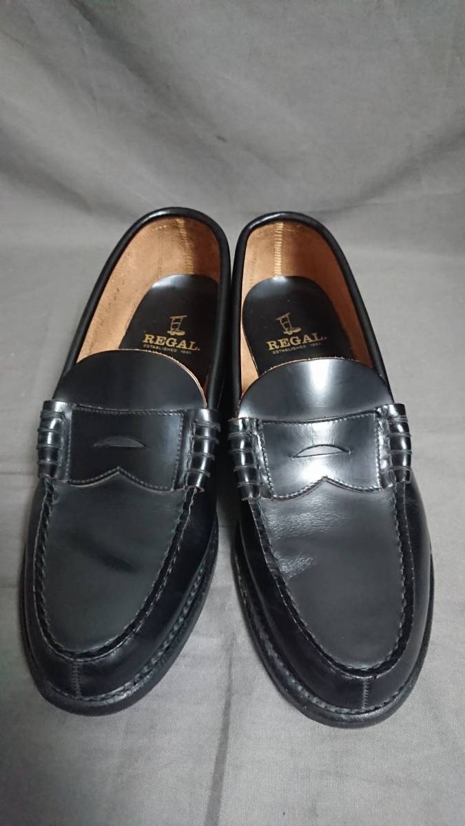 【返品OK】リーガル　25㎝EE　2177　コインローファー　ブラック　ビジネス　定番　冠婚葬祭　高級本格靴【REGAL】