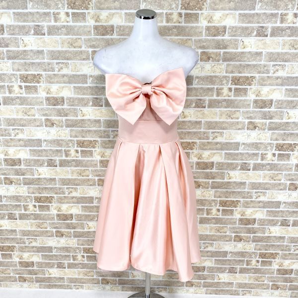 1円 ドレス Dress Lab ミニドレス M ピンク光沢 カラードレス キャバドレ 発表会 イベント　中古６６５６_画像1