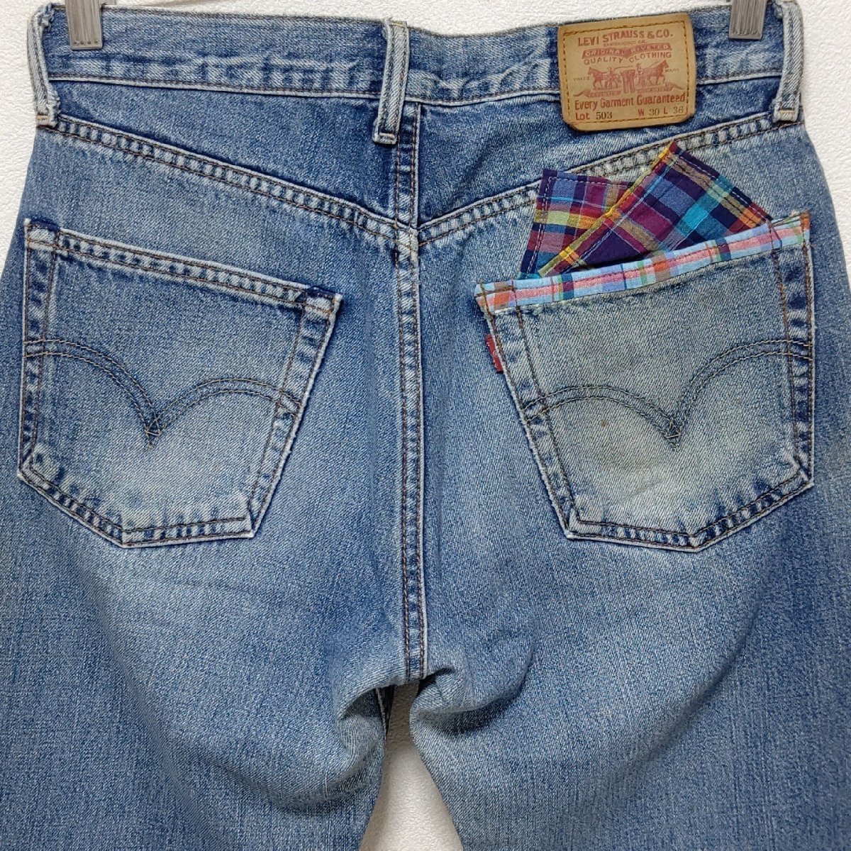 (^w^)b Levi’ｓ 503 リーバイス リメイク デニム パンツ ｗ30 色落ち ダメージ ジーンズ インディゴ ブルー 紺色 ジーパン ジッパーフライ_画像4