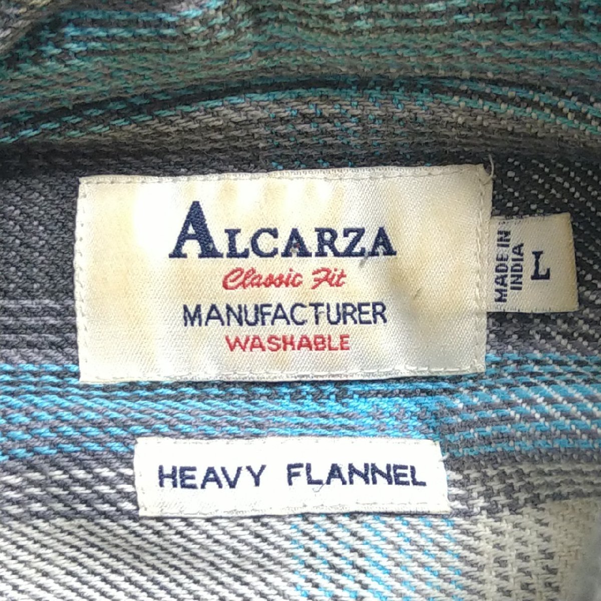 (^w^)b ALCARZA アルカルザ 長袖 ヘビー フラン ネルシャツ チェック柄 メンズ L ライトブルー×グレー チェック柄 HEAVY FLANNEL 7687w_画像7