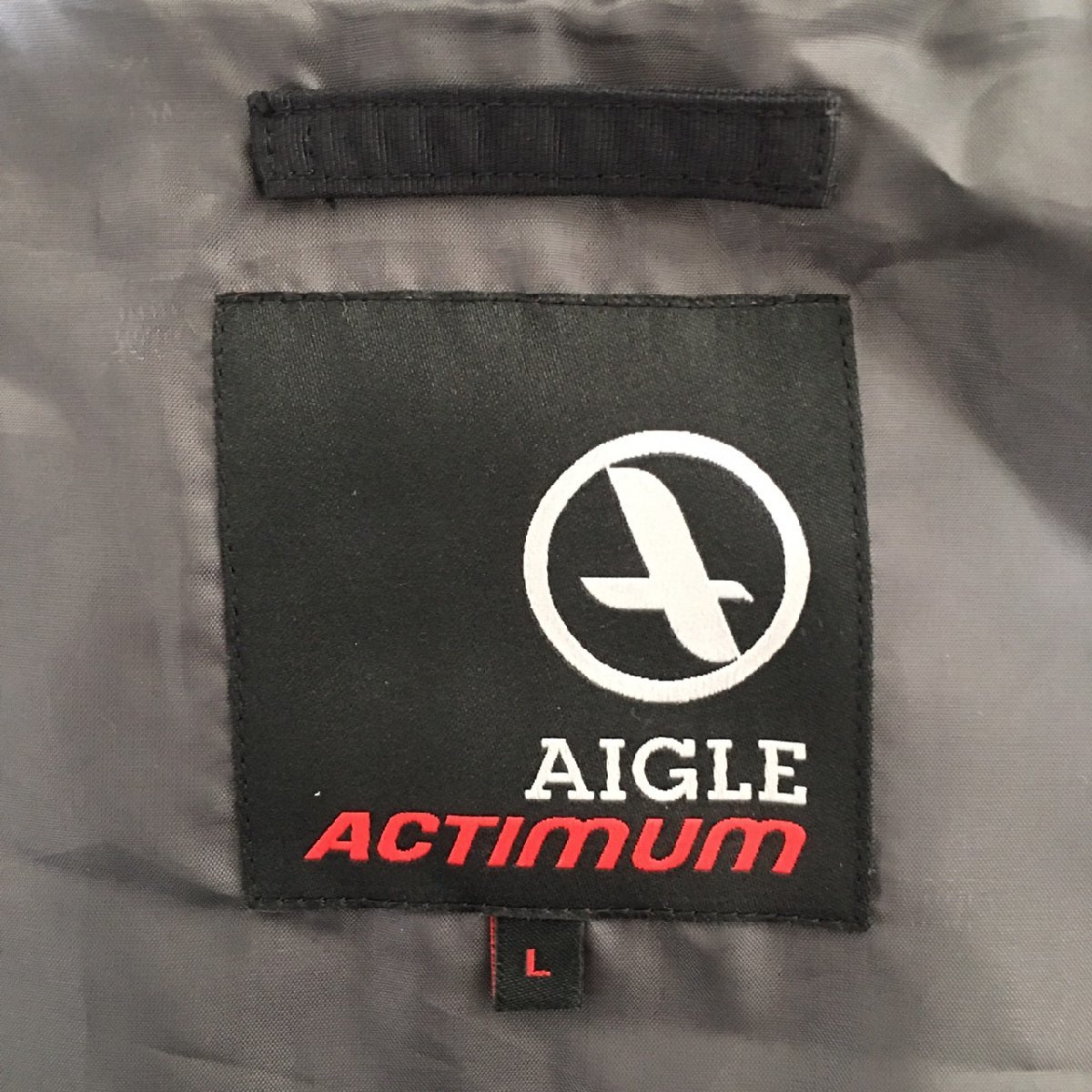 (^w^)b AIGLE エーグル ACTIMUM マウンテン パーカー ナイロン ジャケット ジップアップ ブラック 黒色 メンズ L サイズ マンパ 7581f_画像8