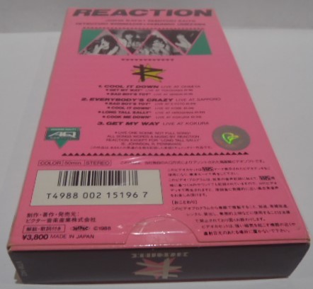 VHS ビデオ　リアクション マニア　REACTION　MANIA　CLUB HOUSE TOUR '87~'88　ジャパメタ_画像2