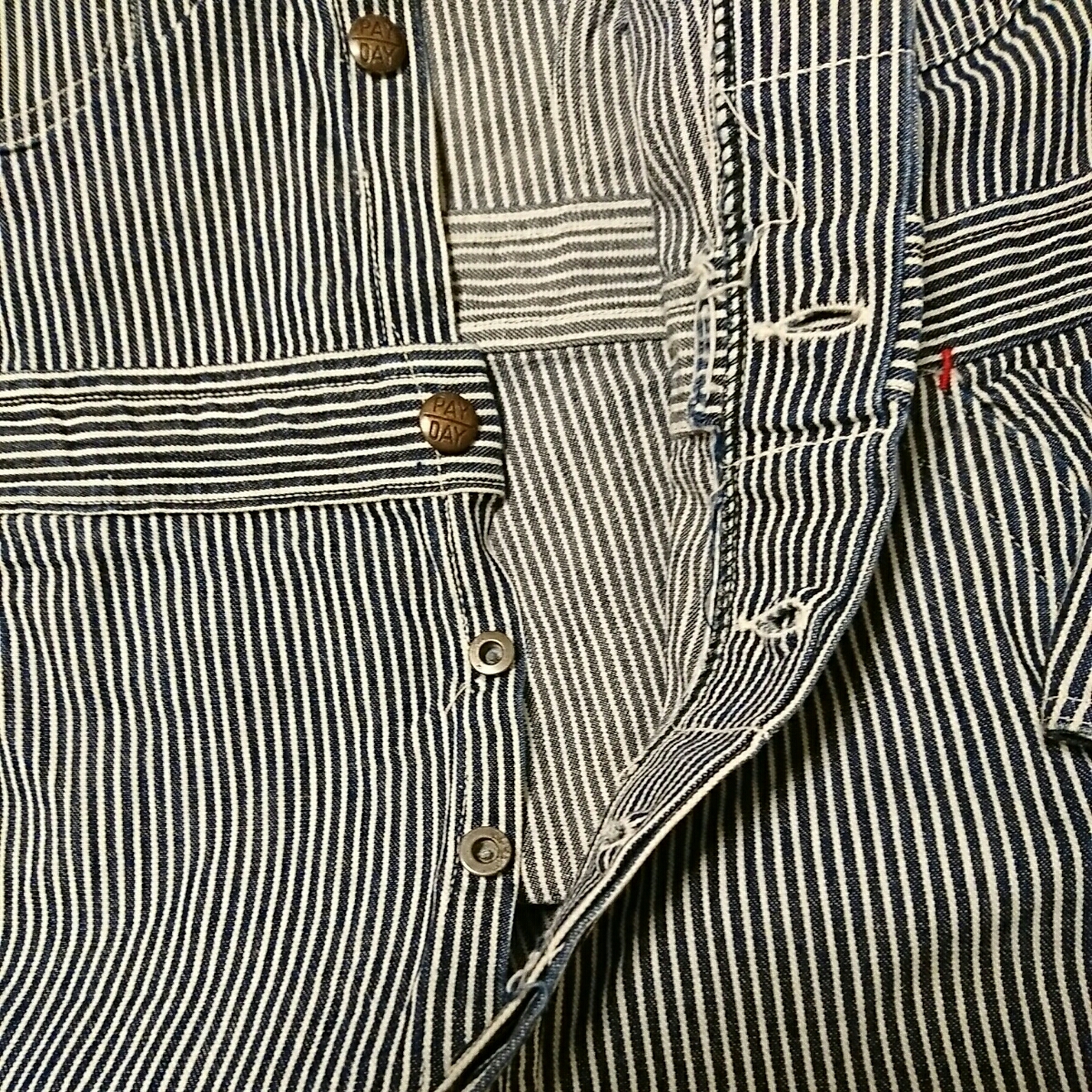  rare *1940's*SUPER PAYDAY super peitei* Vintage original * Hickory stripe * coveralls * condition excellent * size L rank search )Leebigmac