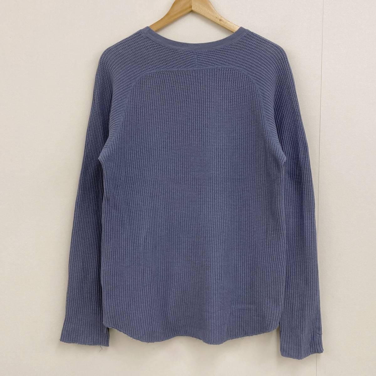 UNUSED サーマル ロングスリーブ カットソー ブルー 青 2サイズ 日本製 アンユーズド 長袖 Tシャツ ワッフル 3090342_画像2