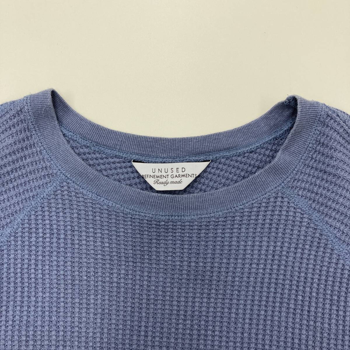 UNUSED サーマル ロングスリーブ カットソー ブルー 青 2サイズ 日本製 アンユーズド 長袖 Tシャツ ワッフル 3090342_画像5