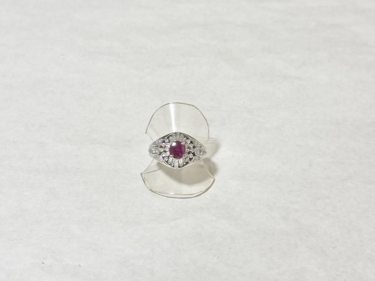 【質屋 尾張屋商店 東京】 ☆鑑別結果付☆ Pt ルビーダイヤモンドリング レディース #14 1.08ct 0.86ct