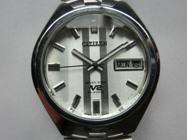 シチズン メンズ腕時計 セブンスターV2 オートマチック 自動巻き シルバー色 カットガラス