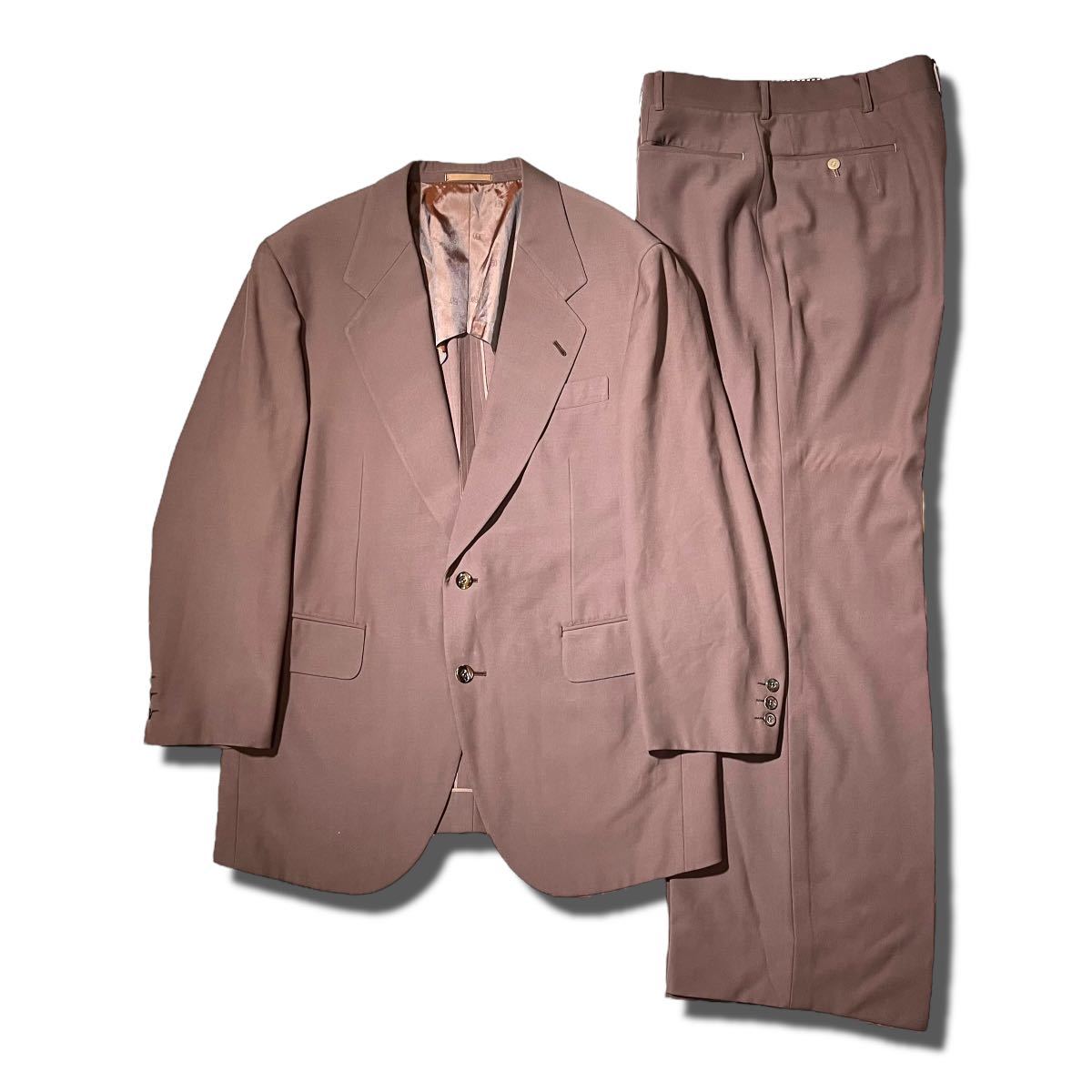 80s ヴィンテージ スーツ セットアップ ピンク グレー シングル ジャケット パンツ ビンテージ