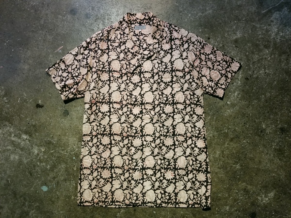 Yohji Yamamoto POUR HOMME 22ss INDIA BLOCK PRINT S/S OPEN COLLAR SHIRT ヨウジヤマモト プールオム 花柄 オープンカラーシャツ_画像1