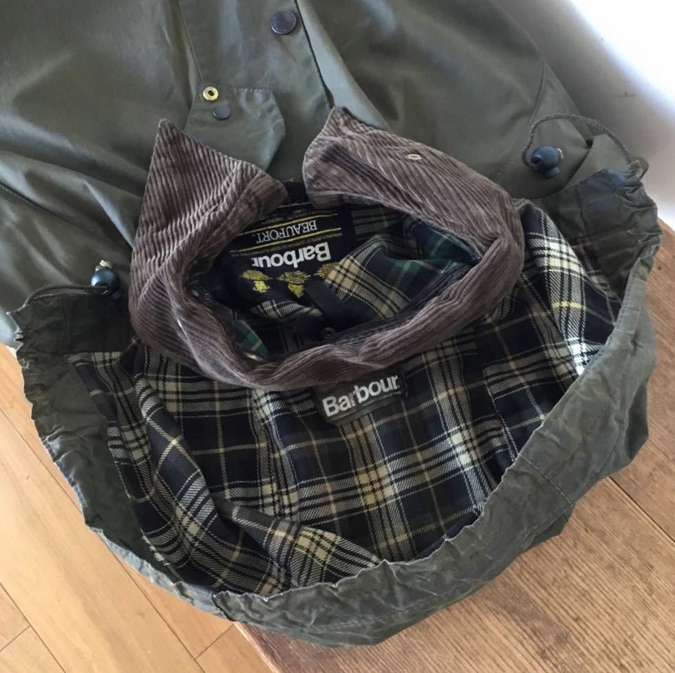 送料無料 英製/ビンテージ ３クラウン/９０ｓ「セージ」フード/Barbour