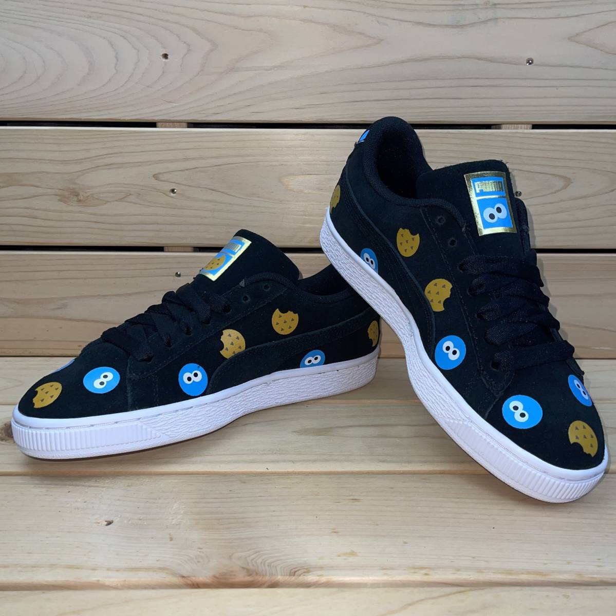  Puma 23.5cm Улица Сезам замша значок детский бюстгальтер kPUMA Sesame Street 50 SUEDE JR ребенок обувь Kids Cookie Monster 