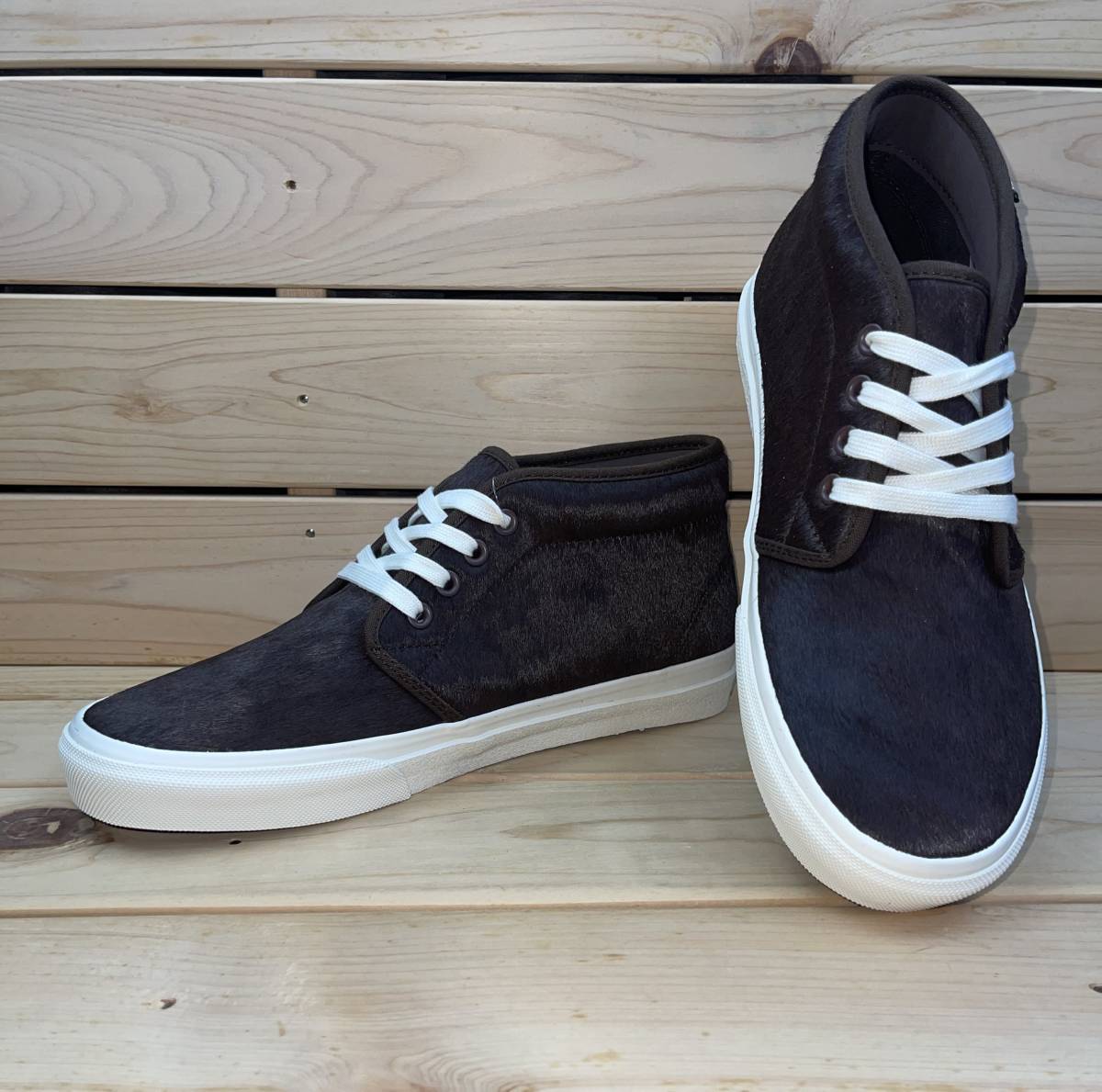 ビリーズ バンズ 26cm チャッカ ブーツ ブラウン ホワイト 定価13200円 BILLY'S VANS CHUKKA BOOTS ハラコ 天然皮革 スニーカー ヴァンズ_画像2